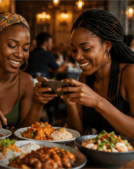 Friends dining together